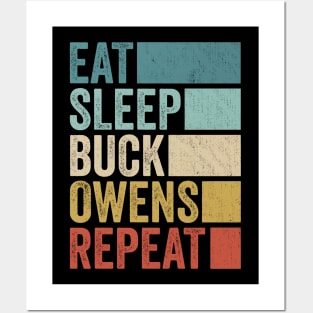 Funny Eat Sleep Buck Owens Repeat Retro Vintage Posters and Art